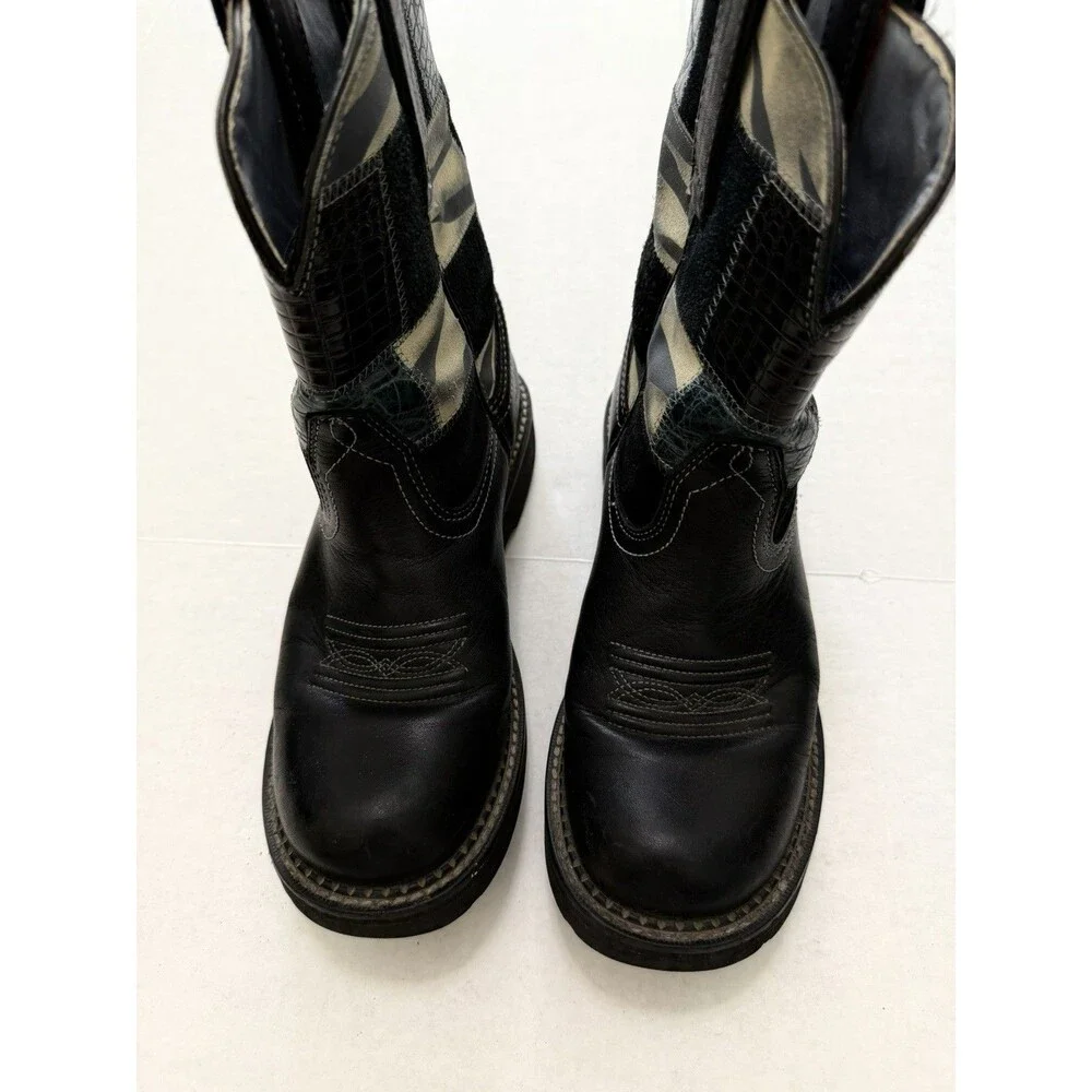 Ariat Women’s Patchwork Fatbaby Leather Boots 8.5 Black Western Cowgirl Rodeo
